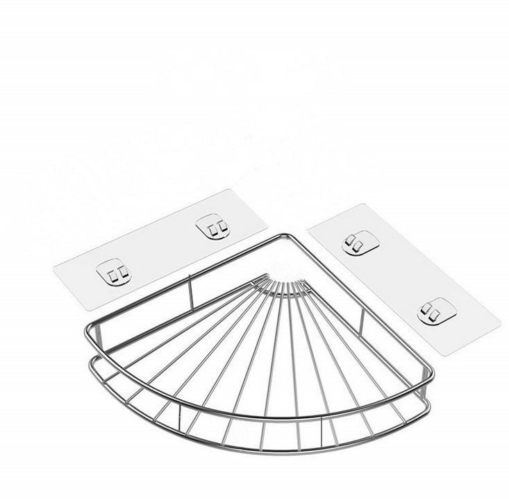 Modern Stainless Steel Wall Mounted Shower Caddy-Adhesive Corner Bathroom Shelf Organizer for Kitchen and Bathroom Storage
