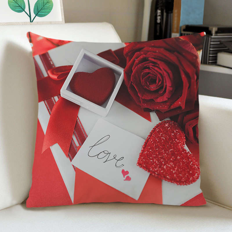 Greeting Card European Bow Gift Peach Skin Valentine's Day Pillow Case Pillow Car Sofa Cushion Cushion
