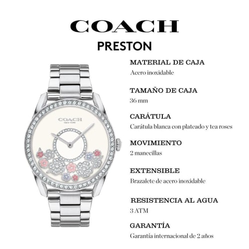 Coach Women's Preston Watch, 36mm, Silver, 14503775