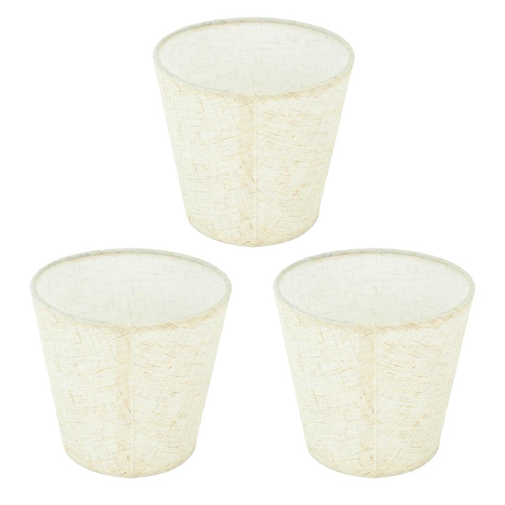 3Pcs Lampshades Hand Crafted Natural Linen Stylish Dustproof Barrel Chandelier Shades For Table Lamps and Floor Light