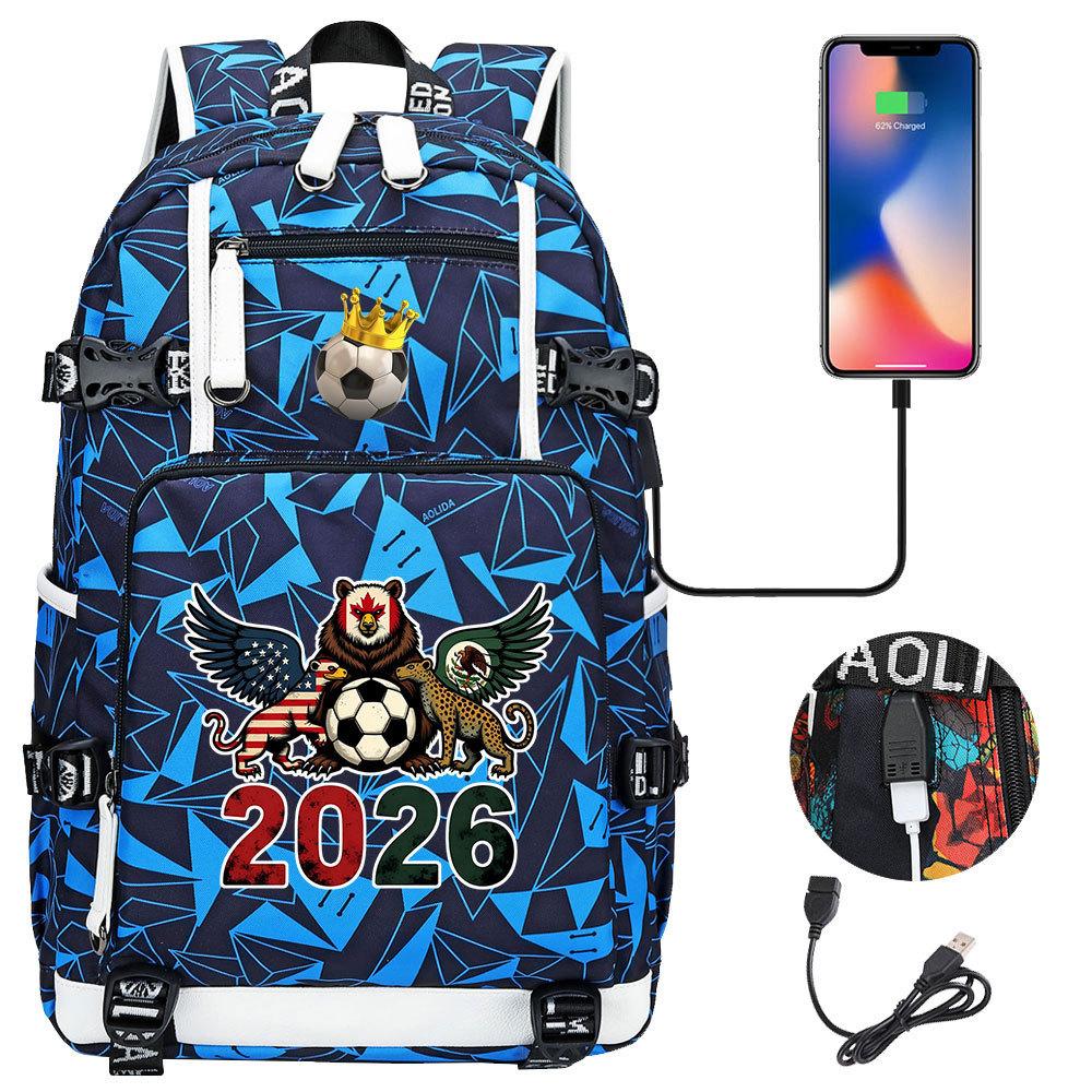 2026 Sports Soccer USB Large Capacity Backpack for Middle High School Students Travel Unisex