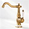 Antique Brass Deck Mounted Basin Faucet - Single Handle Single Hole Bathroom Sink Mixer, Hot & Cold Tap