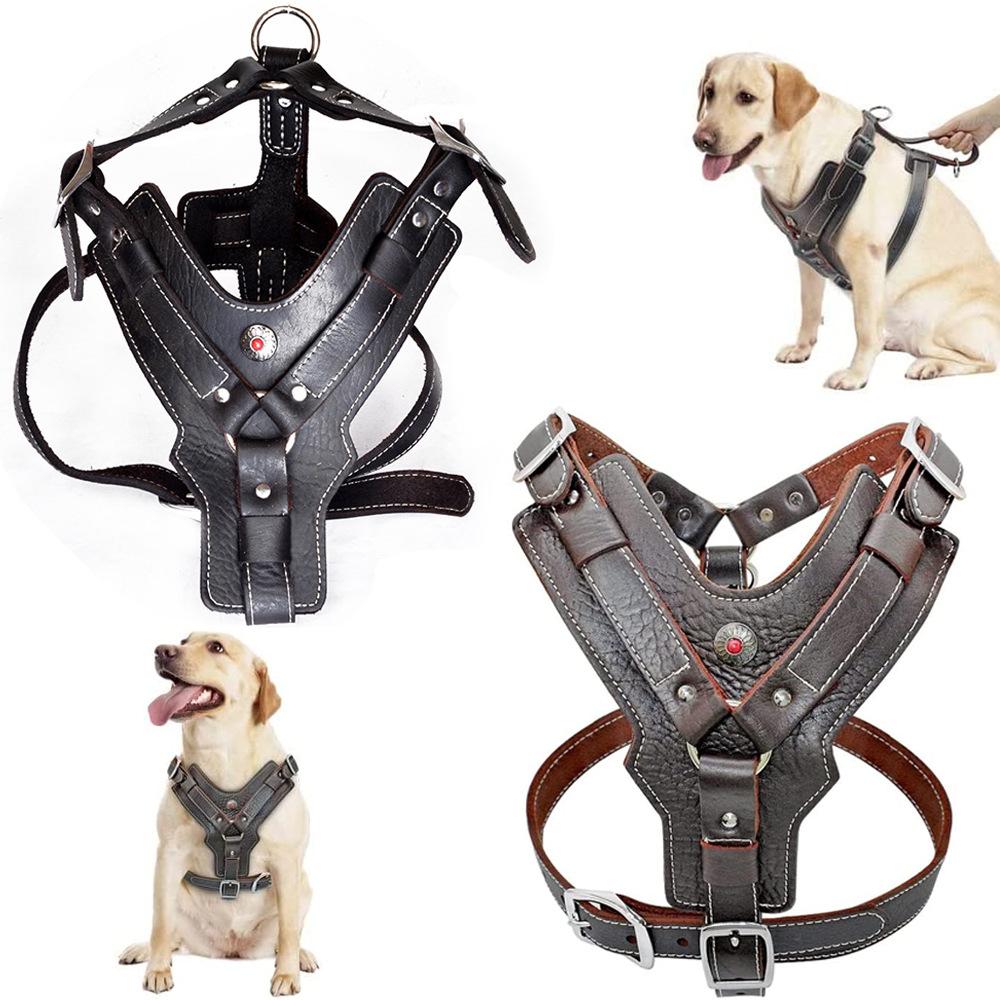Cowhide Chest Sling for Medium and Large DogsHead Cowhide Dog Chest Sling for Training DogsVest Chest Sling