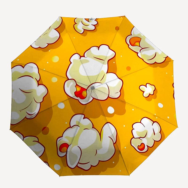 1pc Popcorn Automatic Folding Umbrella - Portable Foldable Design with 8 Ribs, Durable Plastic & Iron Frame, Casual Outdoor Accessory for Ha