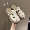Summer new hollow big head thick bottom bag head sandals bag head half slippers women's muffin and cool slippers