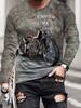 Men Classic Motorcycle Printed Long Sleeve Tee Soft Breathable Autumn Top