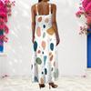 Women Plus Size Scoop Neck Strappy Sleeveless White Printed A Line Long Dress
