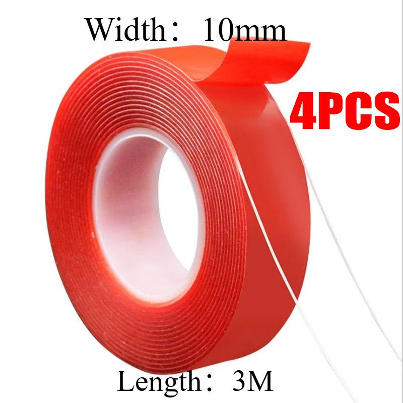 2pc Ultra Thin Transparent Red Film Double Sided Tape With HighTemperature Resistance No Marks Waterproof Adhesion Strong Adhes