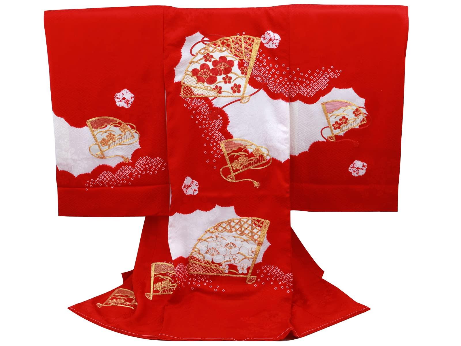 

Відвідування Храму Золота Вишивка Шиборі Чистий Шовк Кімоно Довгий Комплект Нижньої Білизни для Дитячого Свята Червоний [Сараса] Дівчата, Діти, Одяг, Одяг, червоний