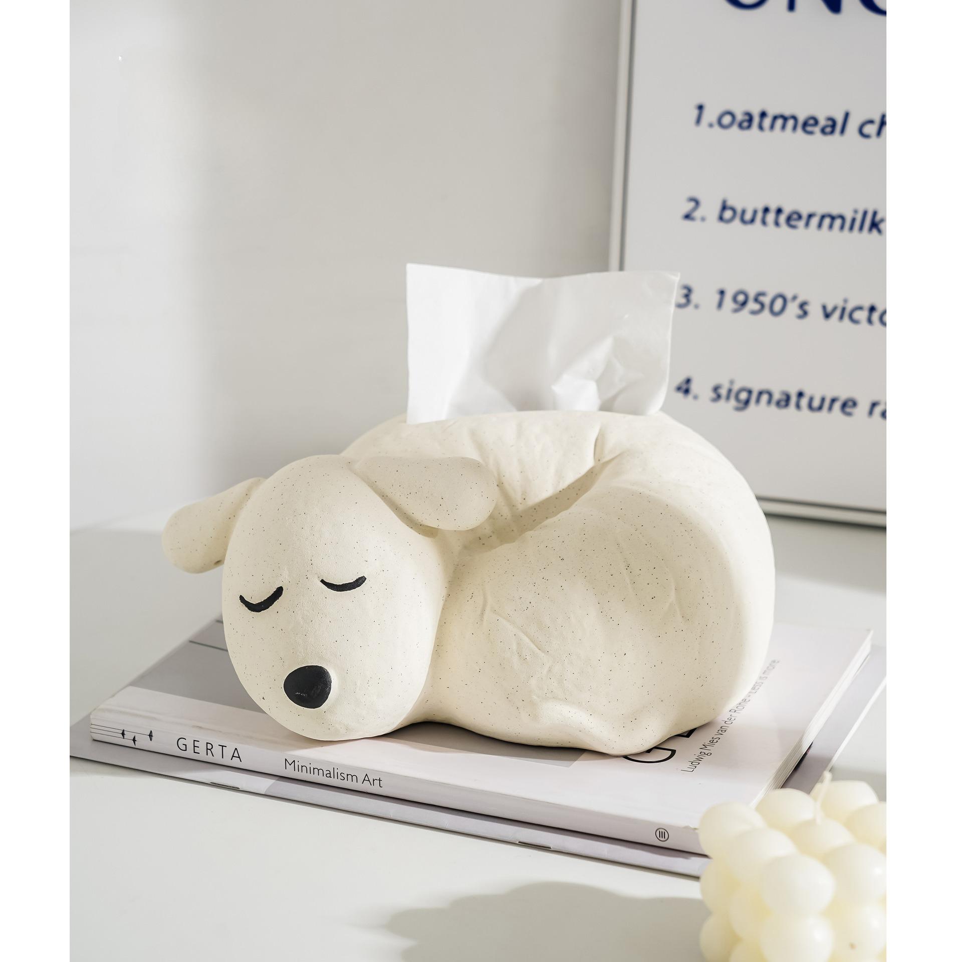 Ceramics Dog Removable Tissue Box Coffee Table Desk Storage Decoration Animal Ceramic Tissue Box Bedside Table Paper Towel Case giallo
