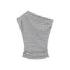 Design gestreiftes schräges Schulter kurzärmeliges T-Shirt Damen Sommer Neu Spice Girl figurbetont Atmosphäre Dopamin reine Begierde Oberteil