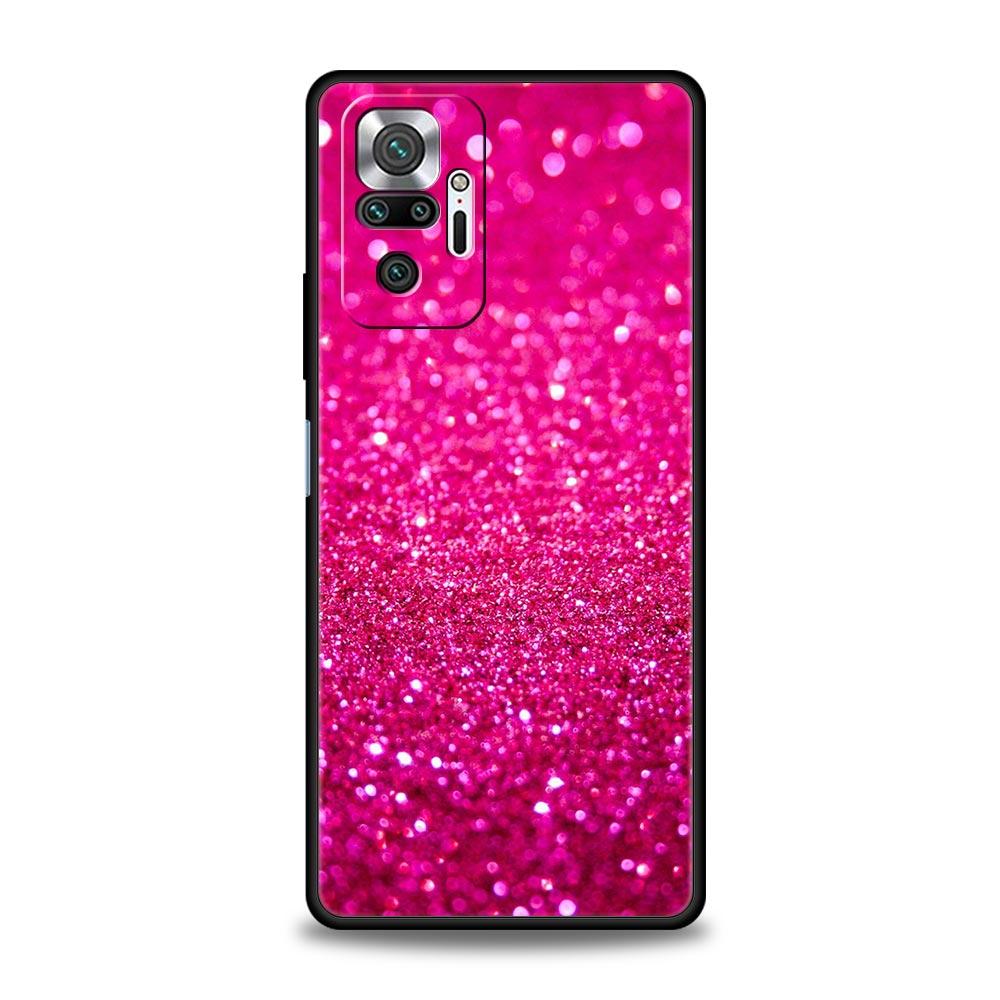 Phone Case Cover for Redmi 14C 10C Note 15 14 13 12 10 11 Pro Plus K40 5G Soft TPU Shockproof Fundas Shell Pink Glitter Capa Bag