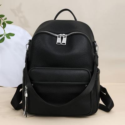 Ladies' Travel Backpack Casual and Versatile Student Bag Soft Leather Travel Backpack