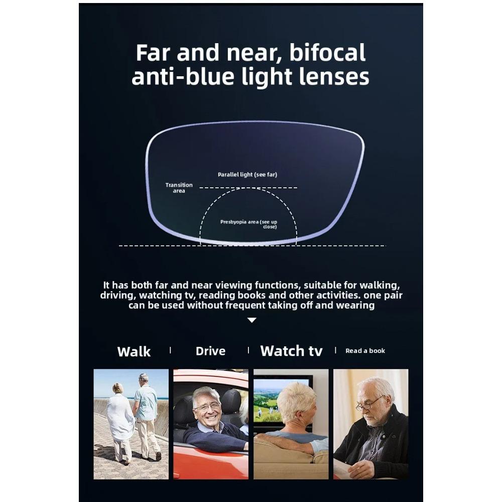 Unisex Photochromic Bifocal Reading Glasses Ultra-Lightweight Blue Light-Blocking Presbyopia Glasses Outdoor Sports Goggles