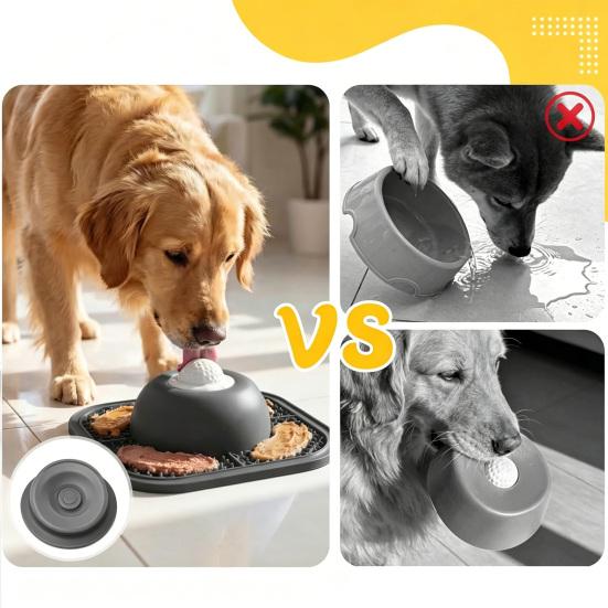 Slow Feeder Dog Bowl with Lick Mat Non-Slip Dog Lick Bowl with Interactive Rolling Ball Silicone Dog Licking Toy for Liquid And Thick Treat Dogs
