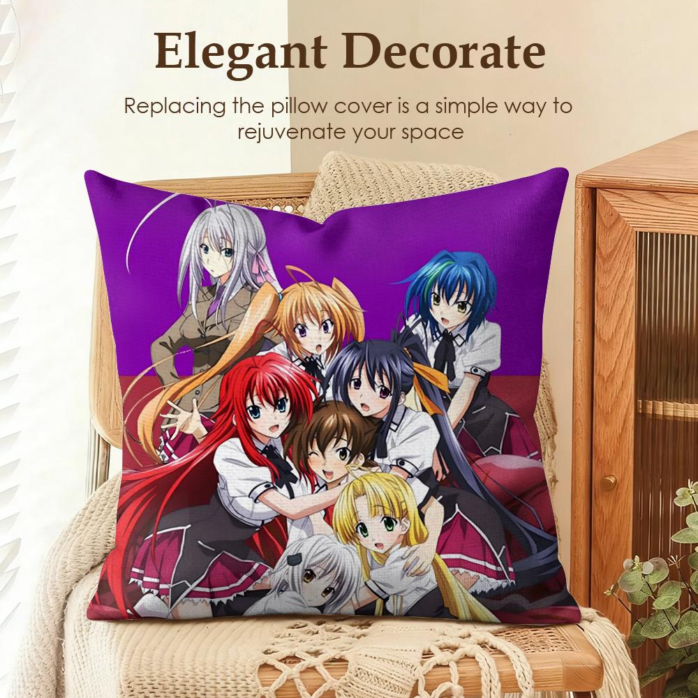 HHigh School DxD Cushion Cover Natural Linen Organic Fabric DoubleSided Printing Sofa Home Decor Gift Pillow Case