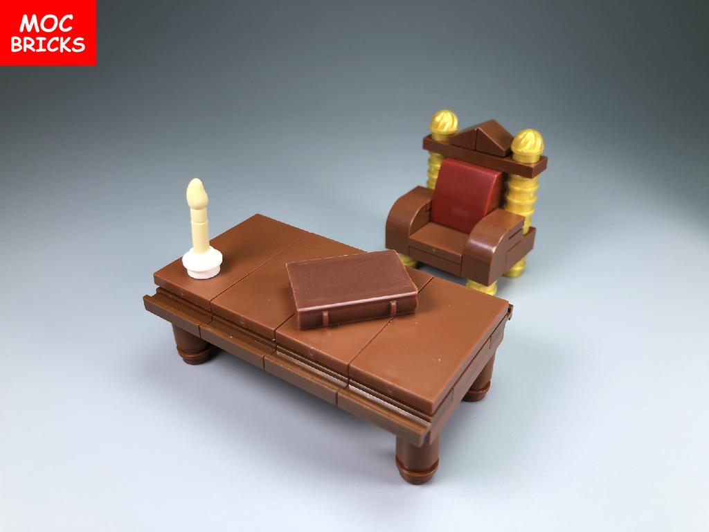 Set  MOC Bricks Coffee Cupboard Microscope Toilet Air Conditioner Desk Educational Building Blocks Toys Kids Gifts