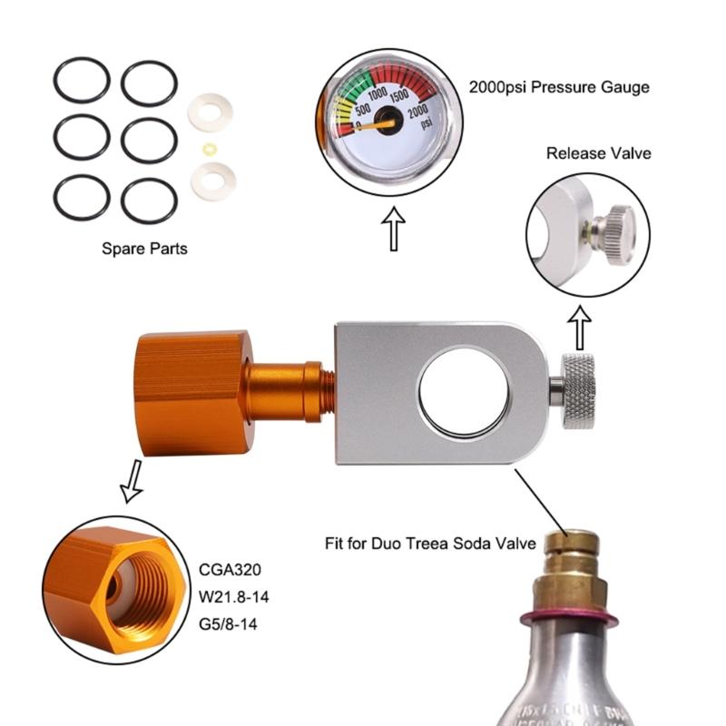 CO2 QuickConnectors Fit for Art Sodas Machine CO2 Cylinders Refill Adapters with 3500psi Gauges