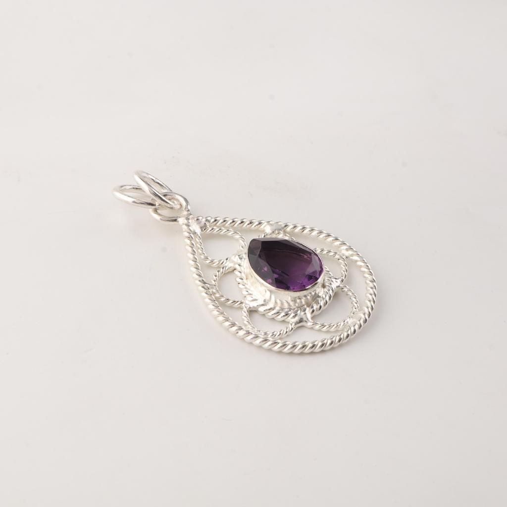 Afrikanischer Amethyst Edelstein 925 Sterling Silber Statement Hübscher Anhänger 1,40" Für Frauen PP-19-2