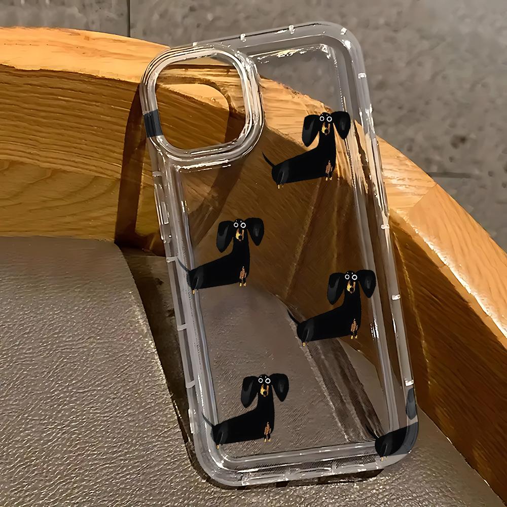 Dachshund Silhouette Dog Phone Case for Vivo Y17s Y78 Y77 Y36 Y35 Y02s V40 V29 V27 S15 4G 5G Pro Airbag Anti Fall Clear Cover