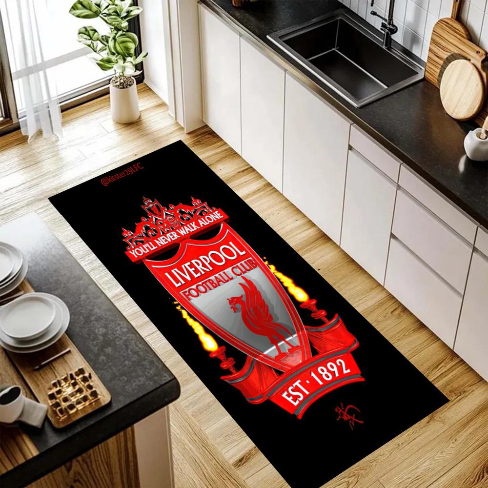 Liverpool Football Club Küchenfußmatte Rutschfest Waschbar Weicher Teppich Fußmatte Geeignet für Schlafzimmer Wohnzimmer Küche und Badezimmer Heimdekoration