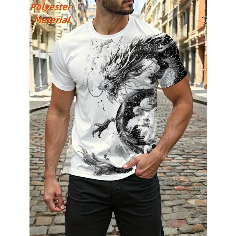 

Vintage Chinese Dragon Men s T Shirt For Men Cool Animal Pattern 3D Print T-Shirts Summer Short Sleeve Tees Fashion Tops Tees 6XL