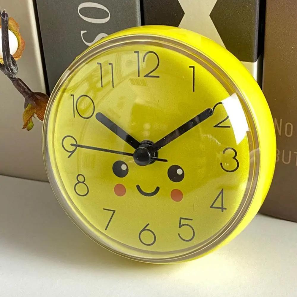 Mini Sucker Wall Clock Bathroom Anti-Fog Waterproof 7cm Kitchen Toilet Small Quartz Table Clock