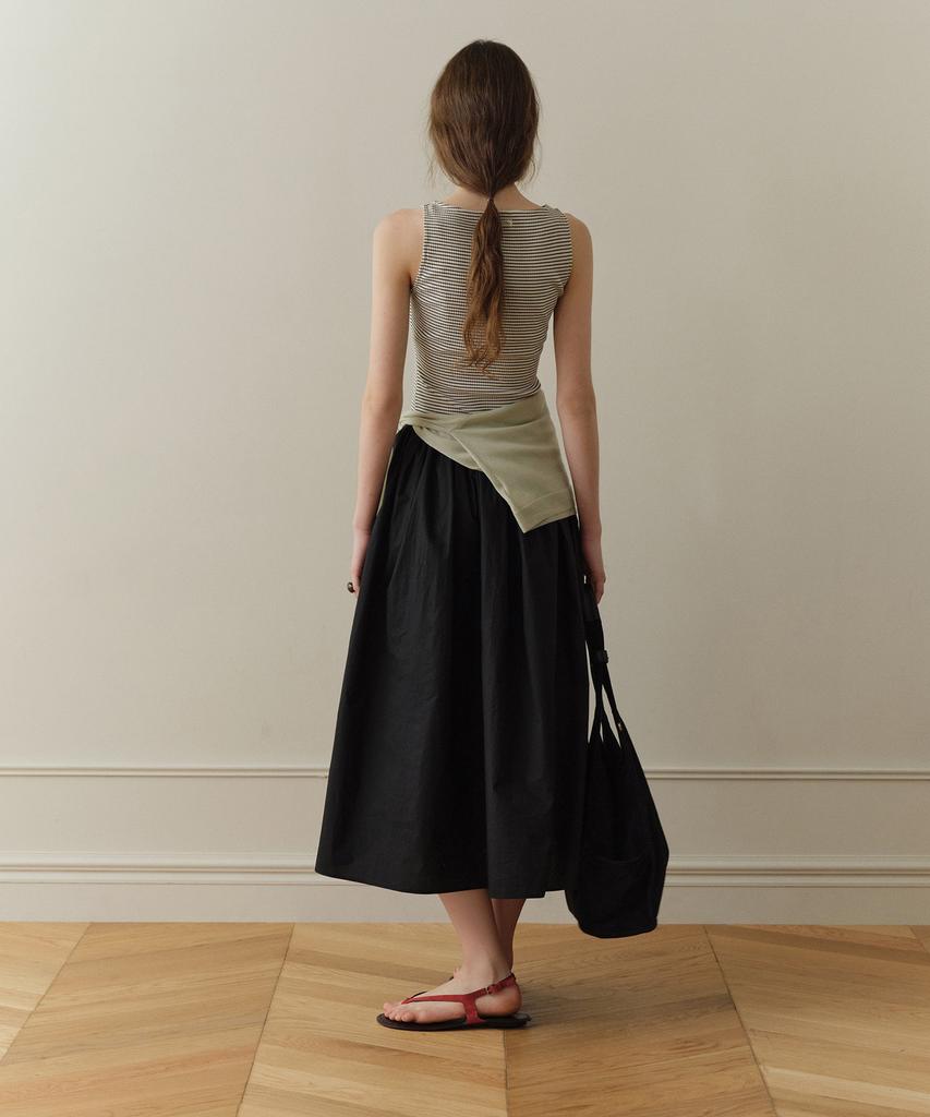 Poyueoaijeuonli Tia Shirring Maxi Dress (Black Stripe)