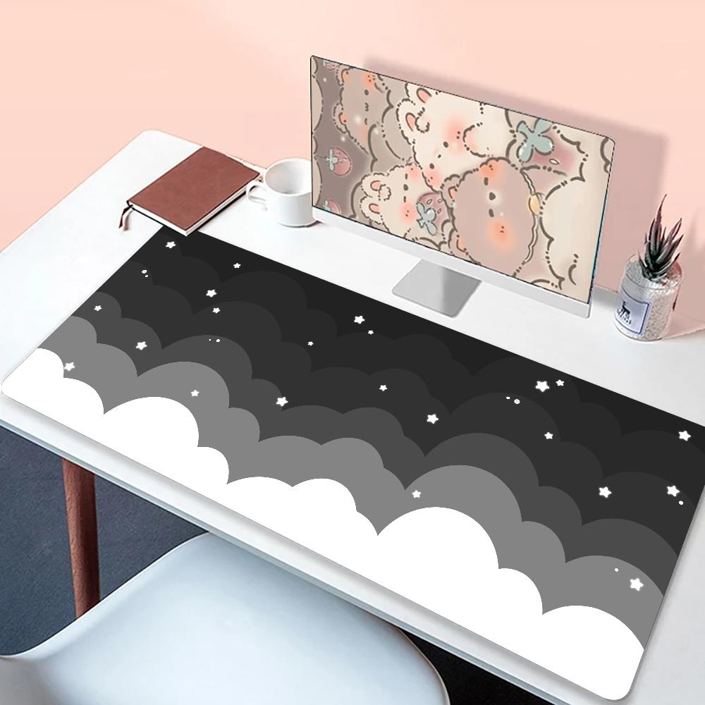 Mouse pad 90x40 Pastel Clouds Desk Mat XXL Kawaii Purple Keyboard Pad Non-slip Laptop Desk Office table Mat Kawaii Expansion pad