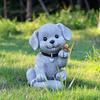 Garden Dog Statue with Solar Butterfly Light Small Resin Puppy Sculpture Outdoor Waterproof Solar Powered Animal Figurine for Yard Patio Lawn