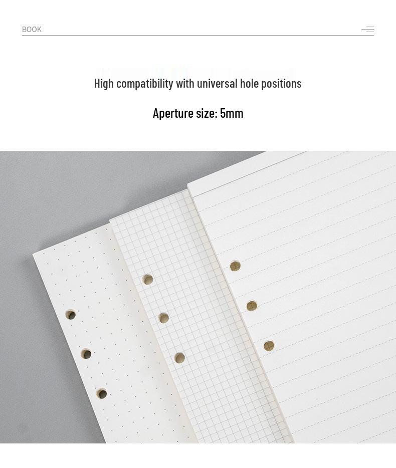 Loose-leaf Practice Paper - 45 Sheets, A5/B5, Grid & Lined, 6-Hole for Student Arithmetic & English Learning Refill