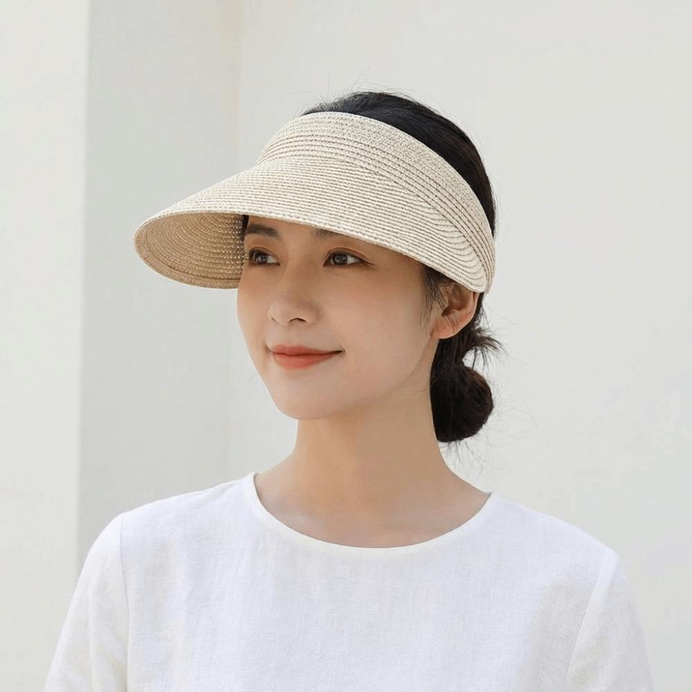 Breathable Straw Sun Cap Adjustable Wide Brim Beach Hat Simple Summer Visors Hat  Beach