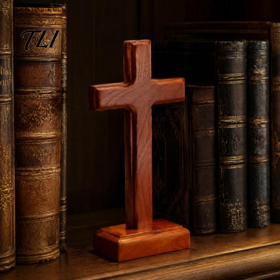 Wooden Decoration Solid Wood Stand Tabletop Ornament, Standing Christian Gifts, Prayer Symbol Religious Faith Decor for Home Room Desktop Display