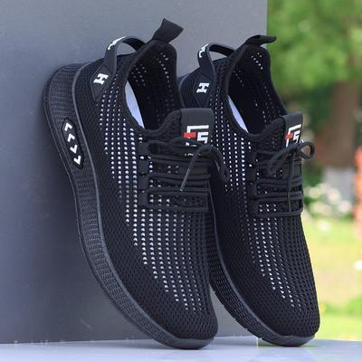 One-pedal Men's Shoes Sports Shoes Soft Sole Lightweight Mesh Breathable Deodorant Casual Shoes Versatile Mesh Shoes Hollow Hole Shoes