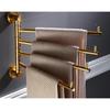 35cm European Golden Aluminum Alloy Rotating Towel Rack Bathroom Rail Hanger Brass Towel Holder Swivel Bars L Wall Mounted