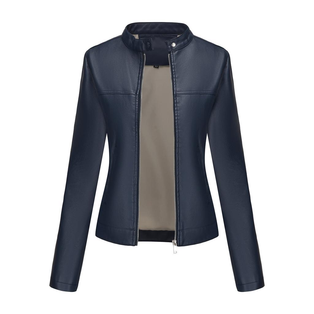 Casual Leather Jacket for Women, Stylish European-American Style, Suitable for Spring and Autumn.