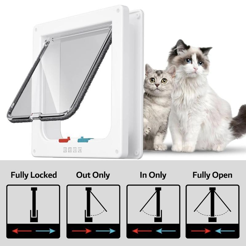 Gattaiola Impermeabile 4 Vie di Chiusura Sportellino Trasparente Design Insonorizzato per Interno Esterno Casa Ufficio Uso Animali Domestici