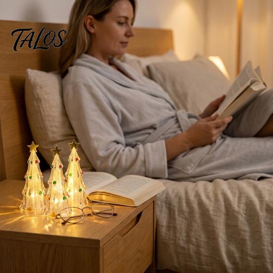 Indoor Decorative Lighting Lighted Christmas Tree Ornaments, Mini Xmas Night Light, Battery Operated Gift for Relatives And Friends Table Lamp,