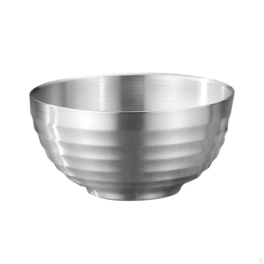 Stainless Steel Bowl ,Noodles Bowl, Double Walled Easy to Clean for Udon Soba Pho Noodle Insulation