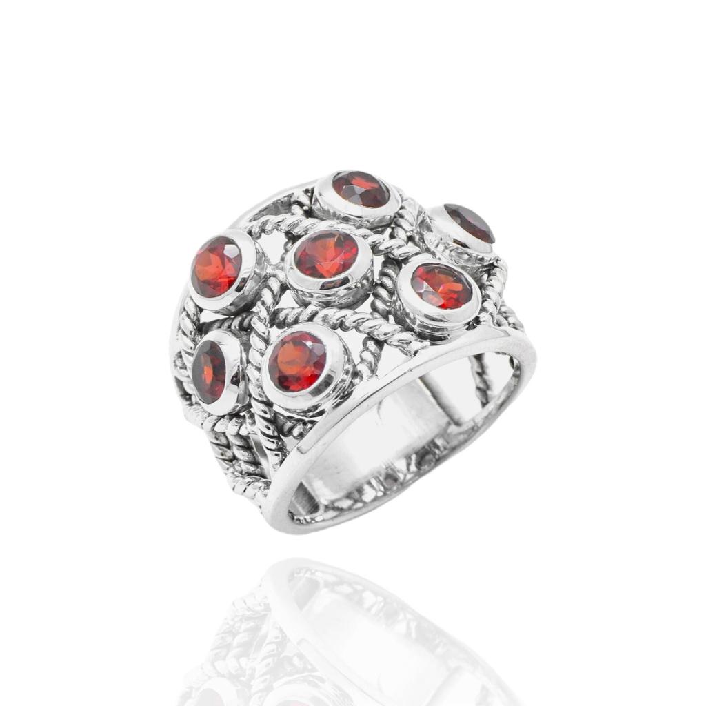 Red Garnet Ring, 925 Sterling Silver Ring, Natural Garnet Women Ring, Handmade Ring, Statement Ring, Bohemian Ring, Gift For Her