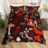 Mushroom Duvet Cover Watercolor Fungus Bedding Set Wild Botanical Comforter Cover Set Retro Leaf Pattern Polyester Quilt Cover