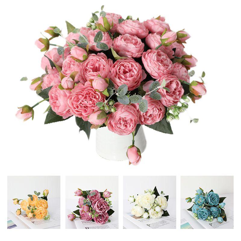 Highquality Artificial Flowers Fake Roses Bunche Bouquet Vibrant No Fading Decorative Arrangement