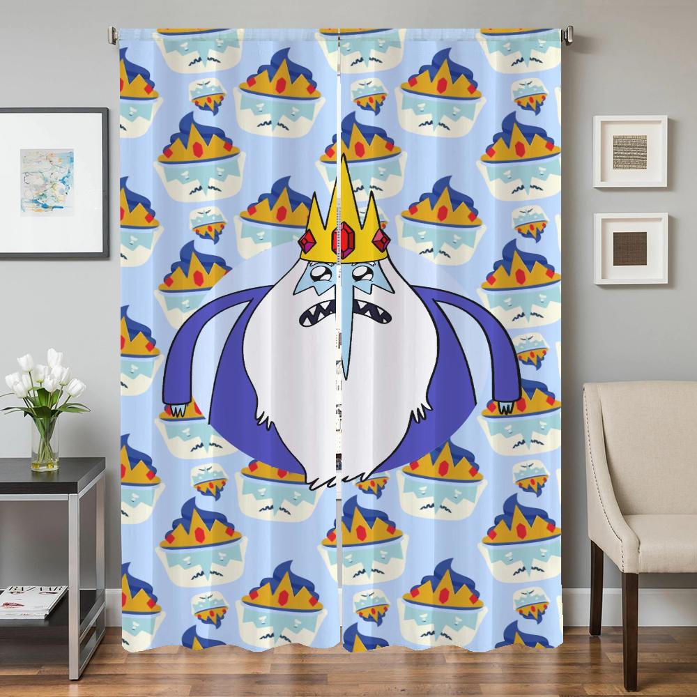 Zasłony Okienne Kuchenne do Salonu 2 Sztuki Zasłony Zaciemniające Zasłona na Drzwi A-adventure Time Przegroda Dekoracja Sypialni