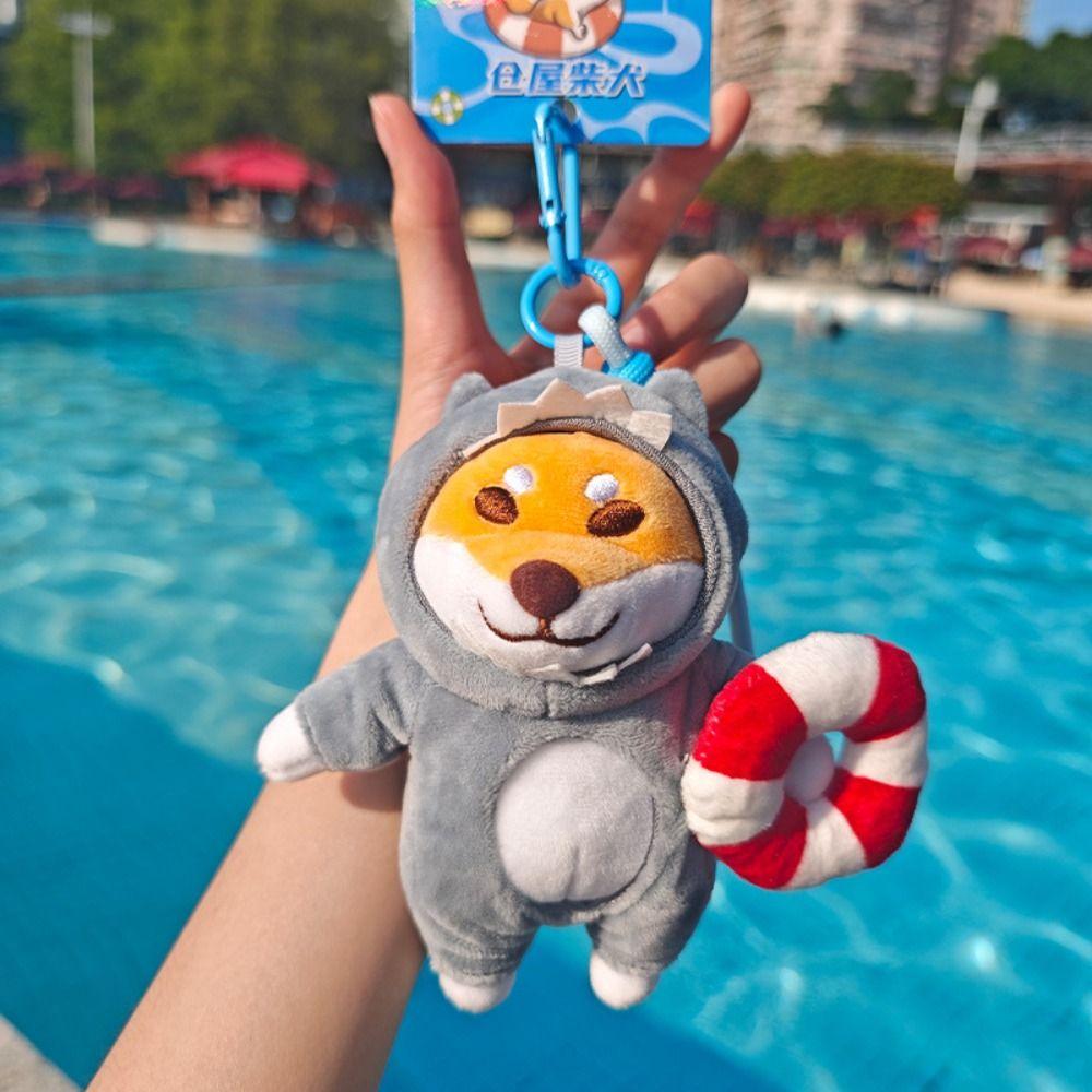 Soft Plush Dog Dolls Keychain PP Cotton Dressed Akita Dog Plush Doll  Birthday Parties