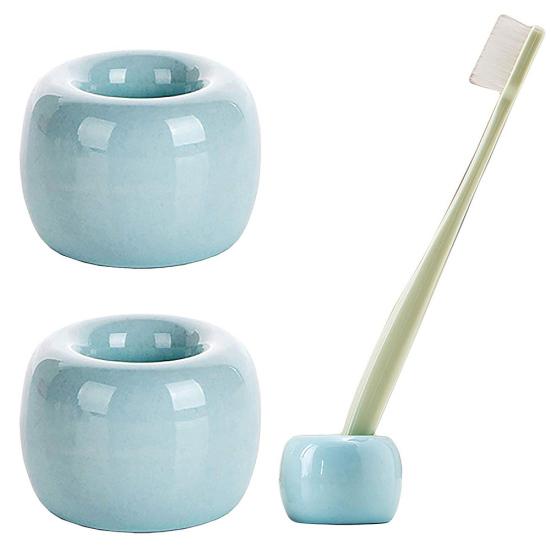 Multifunctional Mini Ceramic Bathroom Shower Toothbrush Holder Storage Rack