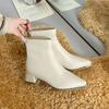 2025 Autumn and Winter Fashion Versatile Foreign Style Pointed Head Thin Medium Heel Thick Heel Temperament Comfortable Simple Small Short Boots Women