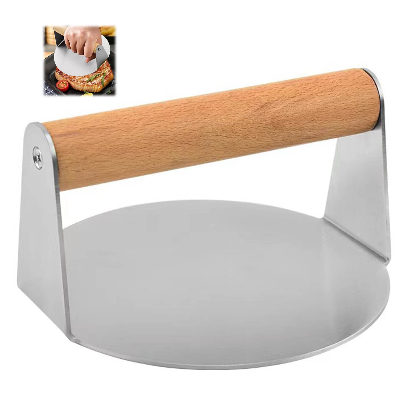 

AUTAKI Мясной гамбургер Мясной бекон Нержавеющая решетка для гриля Униформа Очень легко для приготовления горячих котлет из дерева Дома на открытом воздухе Пресс, Пресс, Пресс, Сталь, Пресс,