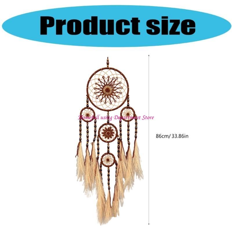  Elegant Macrames Dreamcatchers with Pampas Grass and Wooden Beads Wall Hanging Ornament for Living Room Bedroom Decors