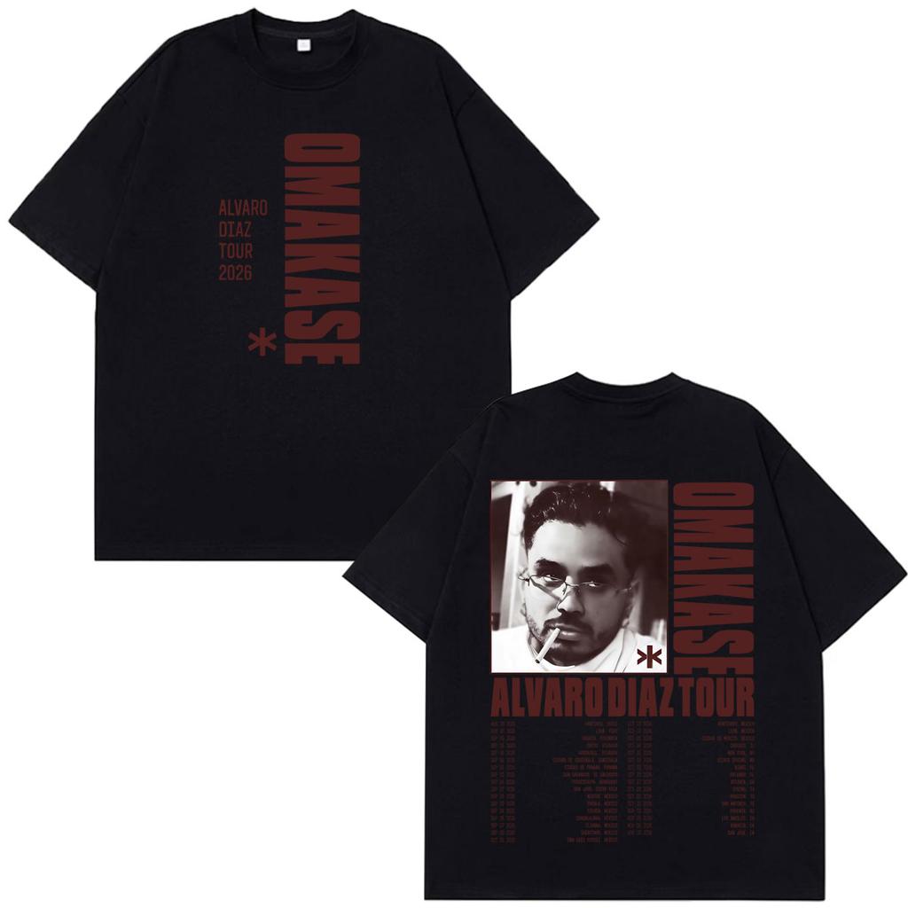 Alvaro Diaz Omakase Album 2026 Tour Print Tshirt Unisex Unisex Hiphoptshirts Shortsleeved Cotton Loose Casual Vintage T Shirts