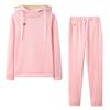 2025 Autumn/Winter Women's Fleece Fashion Leather Patch Hooded Casual Sports Set